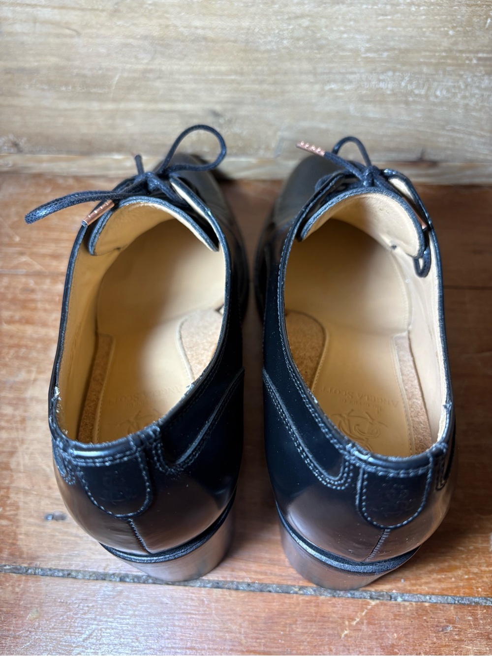 Office of Angela Scott size 38 like new black Miss Button wingtips oxfords - Picture 6 of 6